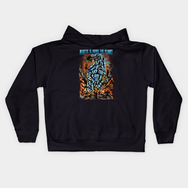 PLASTIC POLLUTION Kids Hoodie by AWANG ART STUDIO